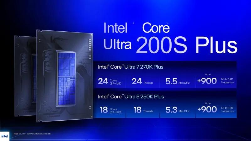 Intel представила свою новую серию настольных процессоров Intel Core Ultra 200S Plus